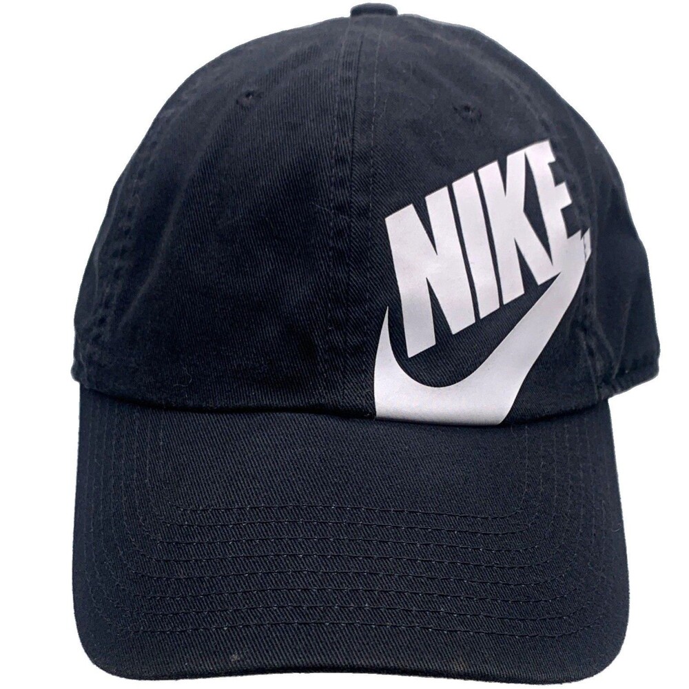 Nike Black Solid Baseball Cap One Size Adjustable Strapback Unisex Adults